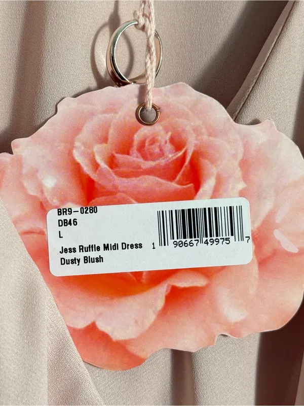Show Me Your MuMu Jess Chiffon Midi Dress L Dusty Pink Wedding Guest Bridesmaid - Image 8