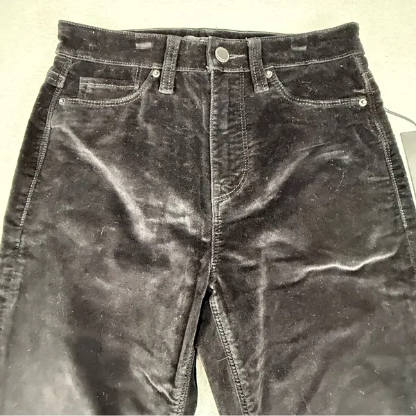Hudson Jeans NWT Holly Velvet High Rise Crop Flare Jeans Black Ombre Womens 24 - Image 2