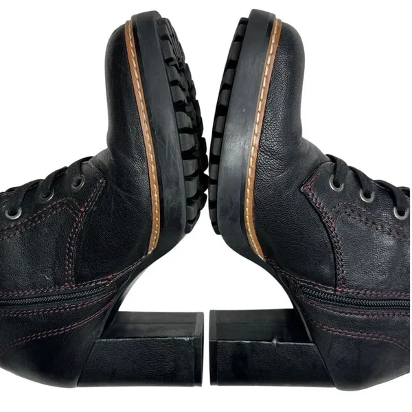 Naturalizer Callie Black Leather Lace Up Block Heel Boots 6.5 - Image 6