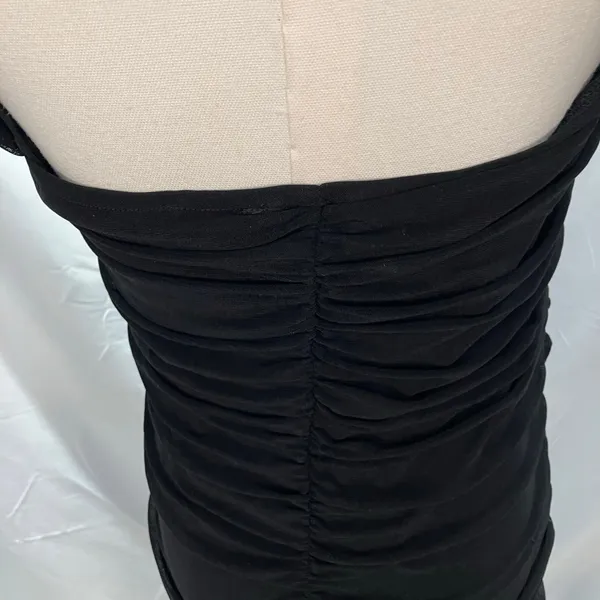 New Pretty Garden Ruched Bodycon Midi Dress Womens Large Black Sexy Cocktail‎ - Image 8