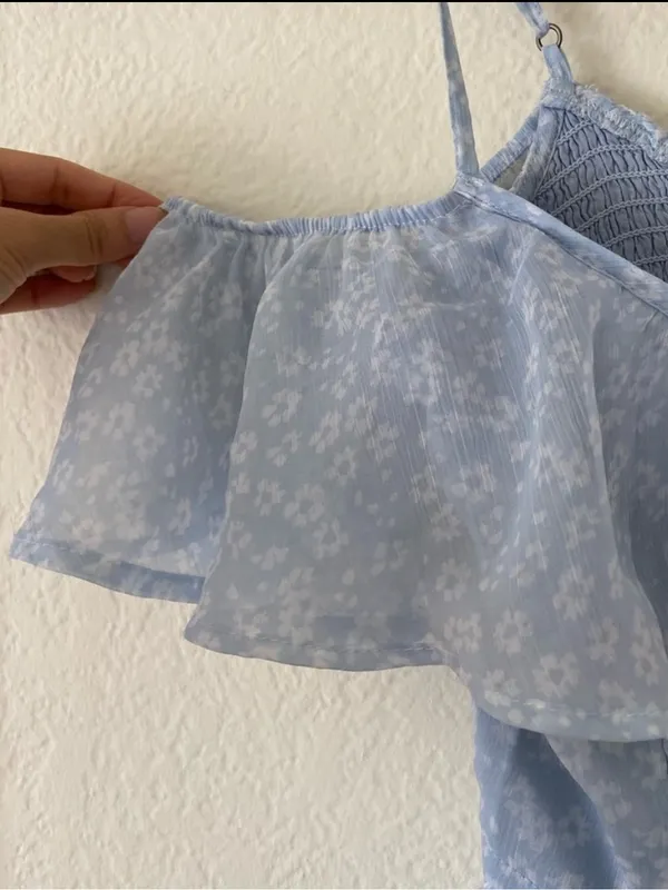Abercrombie & Fitch Light Blue Floral Mini Dress - Image 4