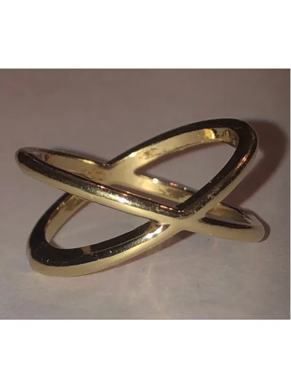 Size 7 Jasmine Lane Gold Tone Dainty Boho X Ring - Image 6