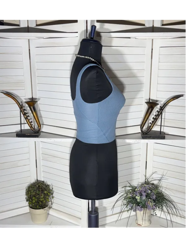 Lululemon ribbed softreme tank top cropped oasis blue athleisure activewear yoga - Image 5