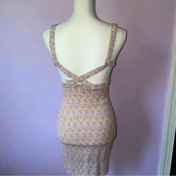 Free People XS Juniper Smocked Bodycon Slip Ditsy Floral Boho Swiftie - Image 6