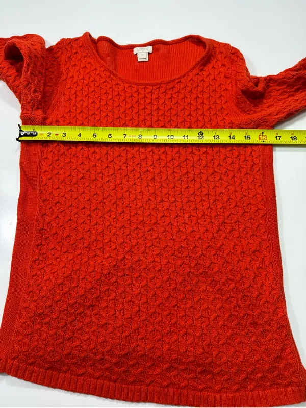 J. Crew 100% Cotton Orange Cable Knit Crewneck Sweater - Image 4