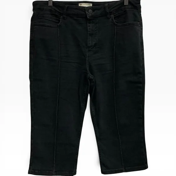 We the Free People Dusk to Dawn Mid Rise Black Capri Jeans Stretchy 33 - Current - Image 4