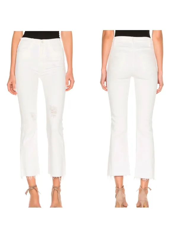 MOTHER The Hustler Ankle Fray Jeans In Tea and Biscuits White Wash Women’s sz 27 - Image 16