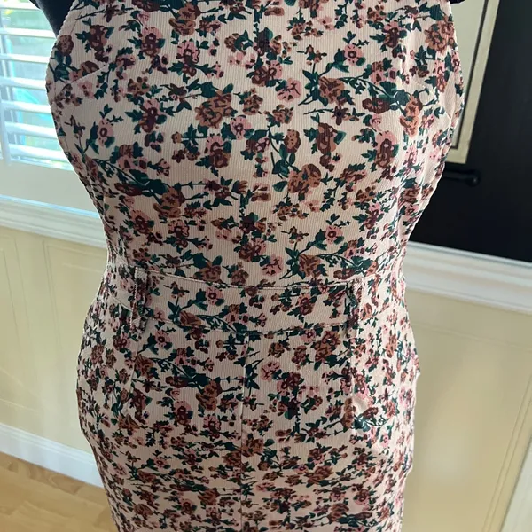 Clearance 50% off Vintage Floral Corduroy Overalls Dress, Small - Image 2