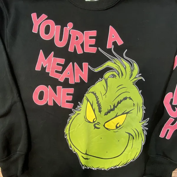 Dr Seuss Womens The Grinch Sweatshirt Small Black Pink Youre A Mean One Graphic - Image 3