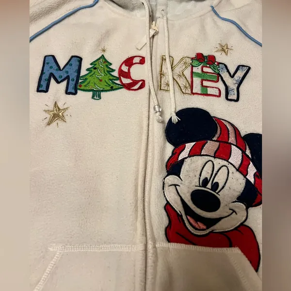 Vintage Disney Holiday Full Zip Fleece sweater Size XL - Image 7