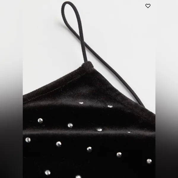 H&M Velvet Mini Dress Black‎ Silver Embellishment Womens Sz XS Homecoming - Image 3