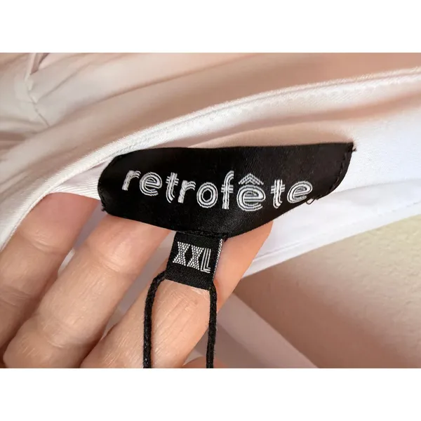 Retrofête Dress Women XXL White‎ Kai Dress Mini Ruched V-Neck Jersey NWT - Image 7