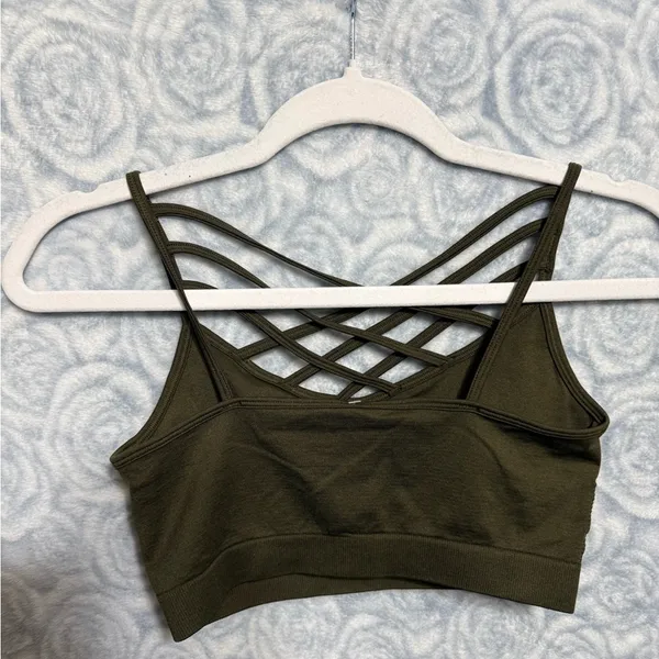 Zenana Olive Green Women Comfort Seamless Crisscross Front Strappy Bralette. - Image 7