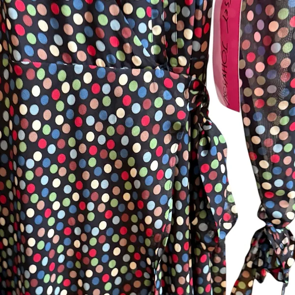Betsey Johnson Wrap‎ Dress Womens Size 10 Polka Dots High Low Hem Sleeve Tie NEW - Image 13