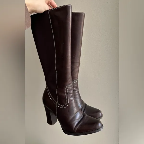 Franco Fortini Women Donna Mid-Calf Heeled Leather Boots, Y2K, Brown, Size 7.5M - Image 15