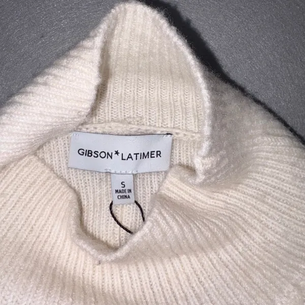 Gibson Latimer Womens Striped Mock Neck Sweater Ivory Black Size S NEW - Image 3