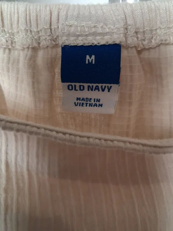 Old Navy Cream Short Puff Sleeve Empire Dress size M - Image 2