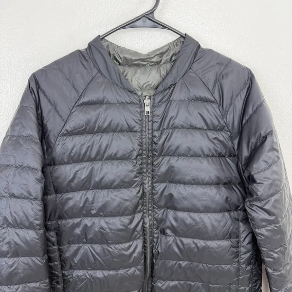 Athleta Jacket Womens OS Black Green Reversible Down Puffer Full Zip Coat Pocket - Image 2