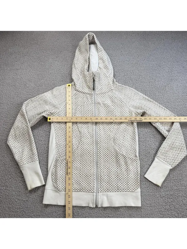 Lululemon Full Zip Hoodie Womens Size 8 Cream Brown Pattern Athletic Jacket - Image 3