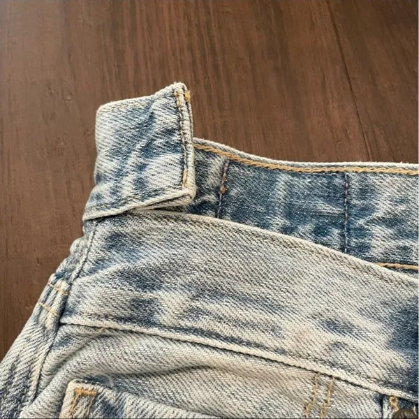 American Eagle Highest Rise Mom Jeans Size 4 Distressed Hi-Low Waist Y2K Denim - Image 7