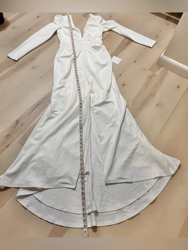 Lulus NWT Medium Stunning White Long Sleeve Mermaid Maxi Wedding Dress Bride - Image 9