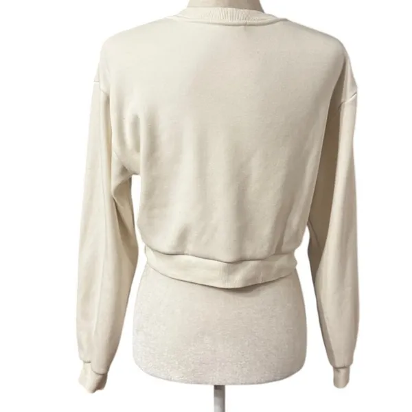 Aritzia Sunday Best Cropped Crewneck Sweatshirt, Ivory Horse Embroidery, Size XS - Image 3