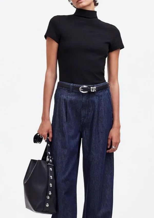 NWT Madewell Black Short-Sleeve Mockneck Tee S Sold Out! - Image 3