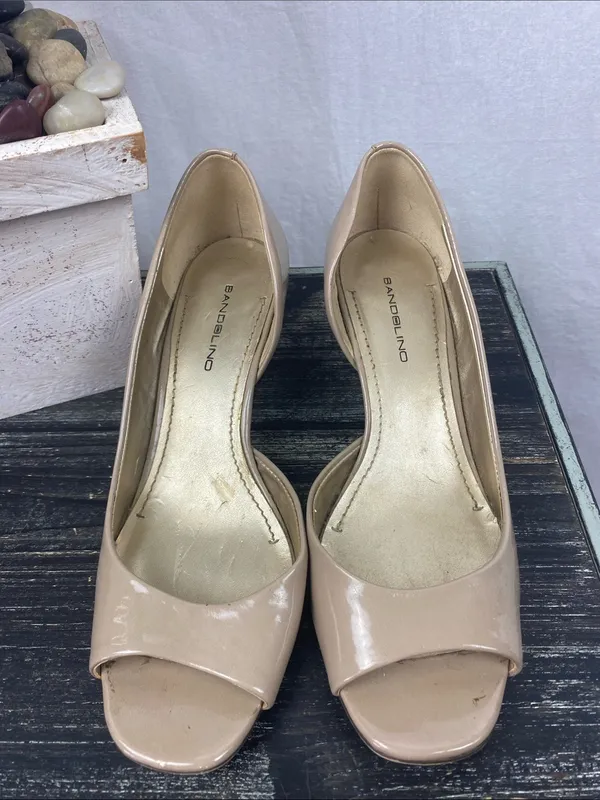 Bandolino Tan Nude Slip On Kitten Heel Square Toe Shoes 7 - Image 2