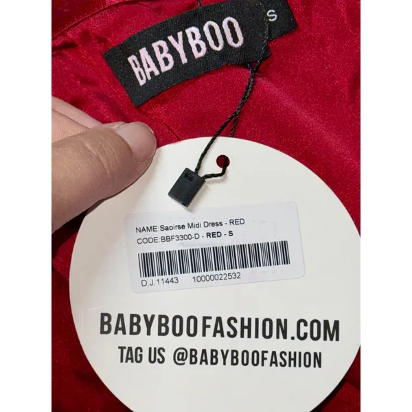 NWT Babyboo Saoirse Red Floral Jacquard Strapless Fit & Flare Midi Dress Size S - Image 14