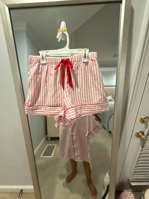 Victoria's Secret Pink White Stripe Short Pajama Set Size S - Image 6