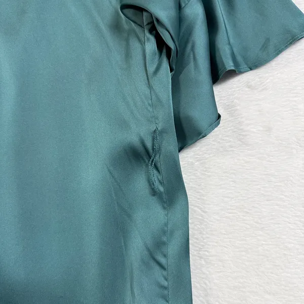 Birdy Grey M/L Teal Blue Satin Bell Sleeve Robe Bridal Bachelorette Morning GRWM - Image 5