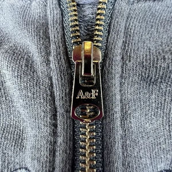 VTG Abercrombie & Fitch Hoodie Women M Blue Embroidered Big Logo Zip Up Y2K 90's - Image 6