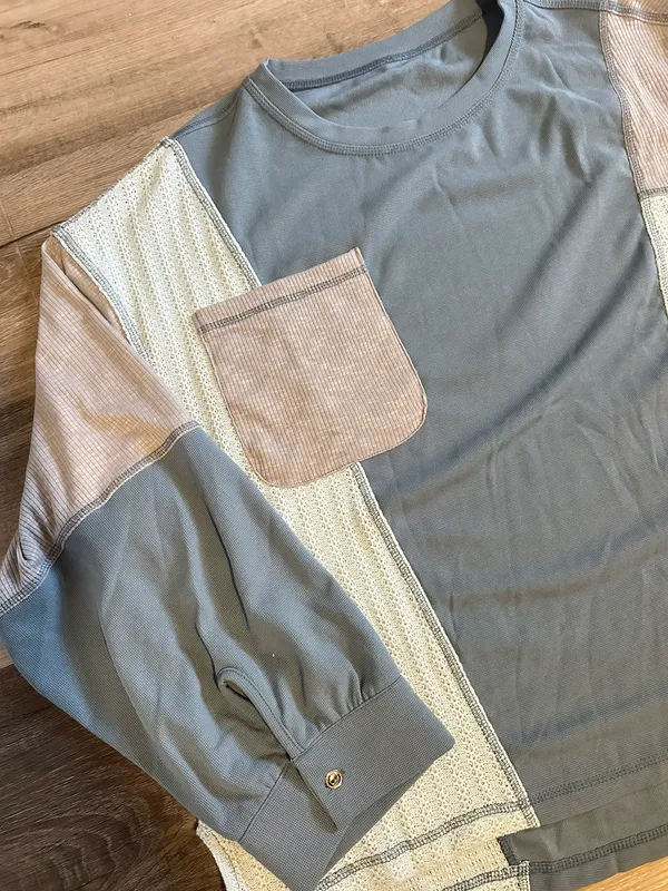 Boutique Blue Long Sleeve Top - Image 2