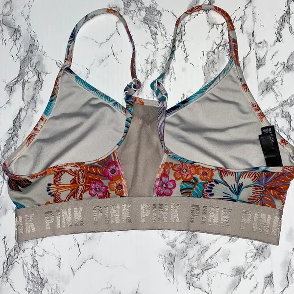 Victoria's Secret PINK Gray Floral Ultimate Lightly Lined Sports Bra Medium - Image 4