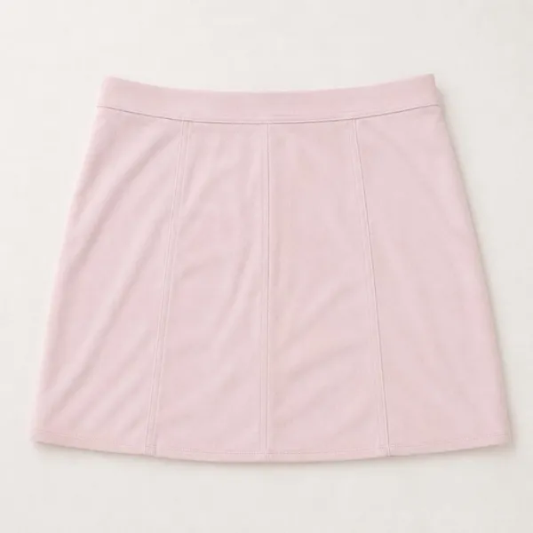 Forever 21 Baby Pink Zip-Front Faux Suede Mini Skirt Coquette L - Image 7