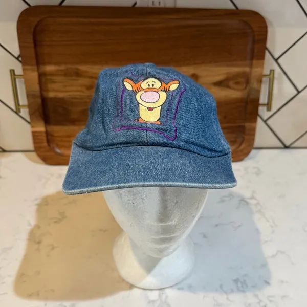 vintage 90s Disney Winnie the Pooh "Tigger" Denim Baseball Cap OS vacation - Image 2