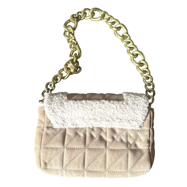 ZARA Quilted Shearling‎ Shoulder Bag Tan - Image 7