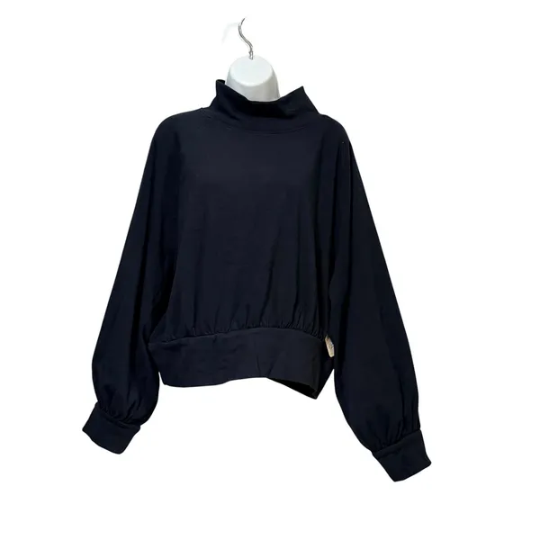 We The Free Free People Black Mock Neck Balloon‎ Sleeve Sweatshirt XL OB1081682 - Image 3