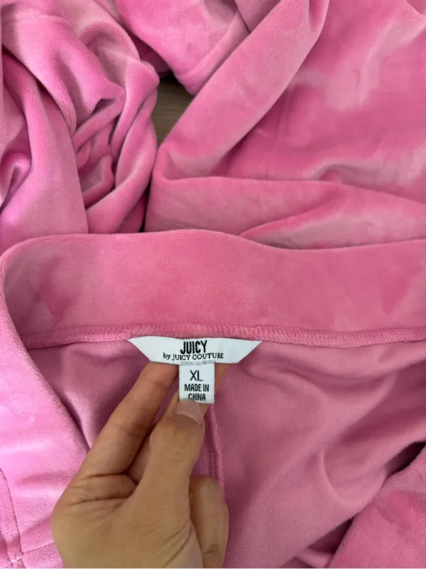 Juicy Couture XL Velvet Bootcut Flare Pants Preppy Lounge Comfy Pink Y2K Inspire - Image 4