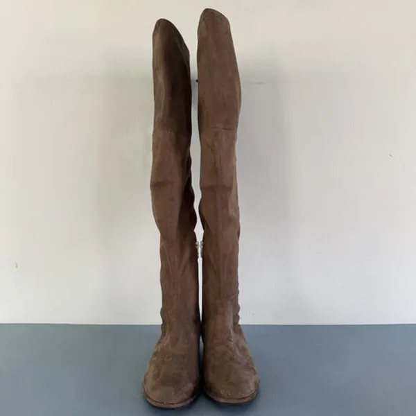 Marc Fisher Humor 2 Over The Knee Taupe‎ Faux Suede Boots - Image 3