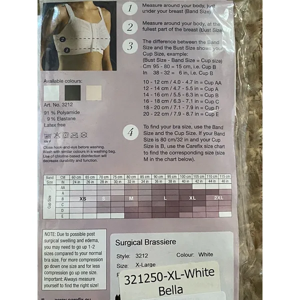 Carefix Bella Seamless Post Op Surgery Compression Bra White Size XL - Image 4