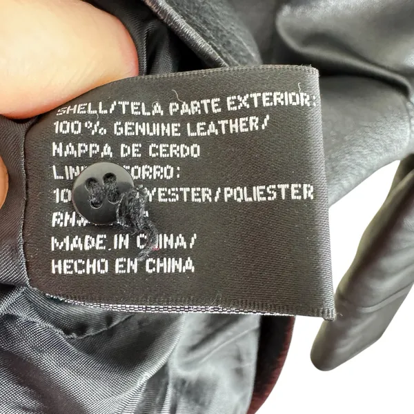 East 5th Black 100% Leather Collared Button Up Lined Jacket Pockets‎ Size Large - Image 6