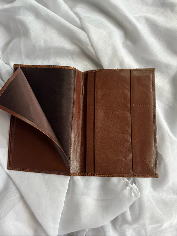 Leather Snakeskin Passport Cover Brown - Image 3