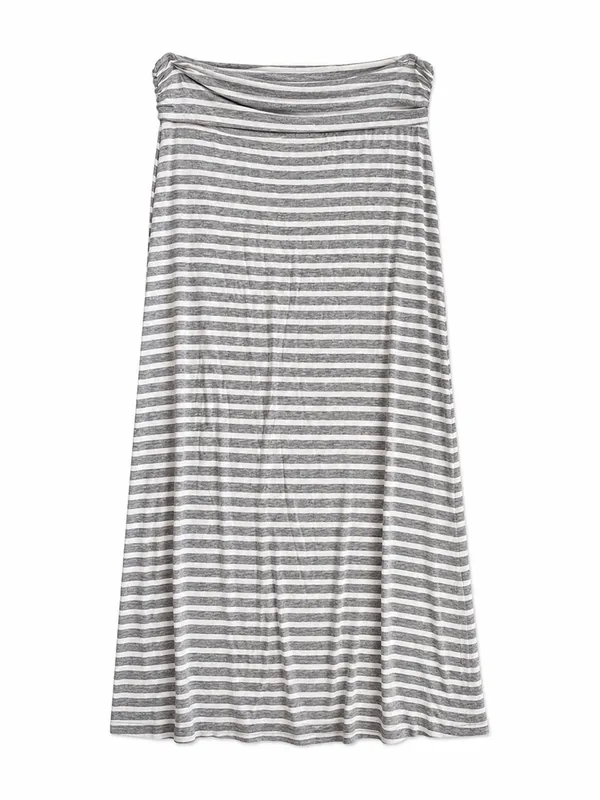 J.Crew Womens S Gray White Striped Maxi Skirt Modal Stretch Pull On - Image 2