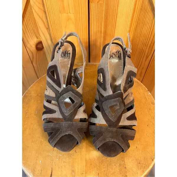 Sofft Women's Sandal Size 6 Block Heel Caged Brown Leather Slingback - Image 2