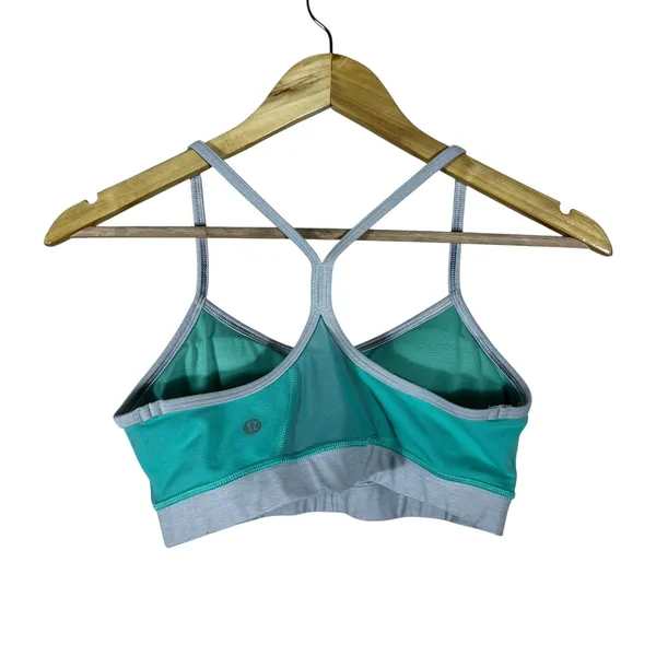 Lululemon Flow Y Bra Solid Sports Bra Teal Grey Yoga Activewear Size 6 - Image 3
