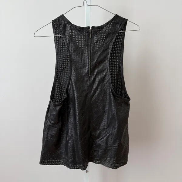 Anine Bing sz XS Black Perforated 100% Lambskin Leather Tank Top Back‎ Zip Goth - Image 6