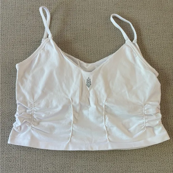 Free People Good Karma Ruched Crop Tank in White XL - Image 6
