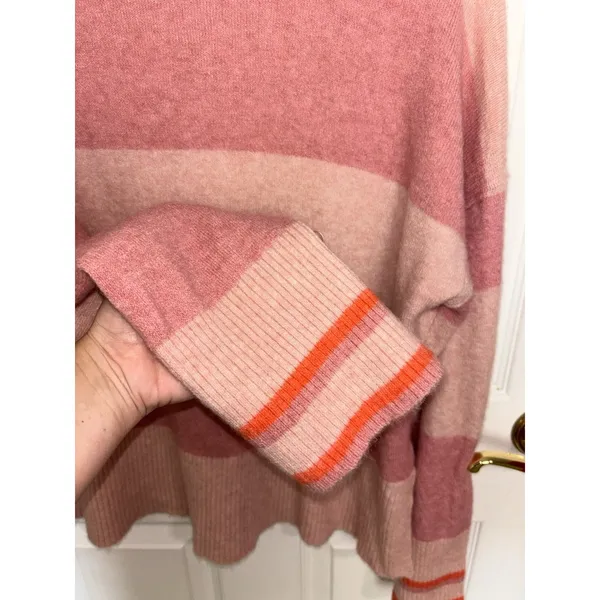 J Crew Supersoft Pink Striped Merino Wool Alpaca Blend Turtleneck Sweater M - Image 5