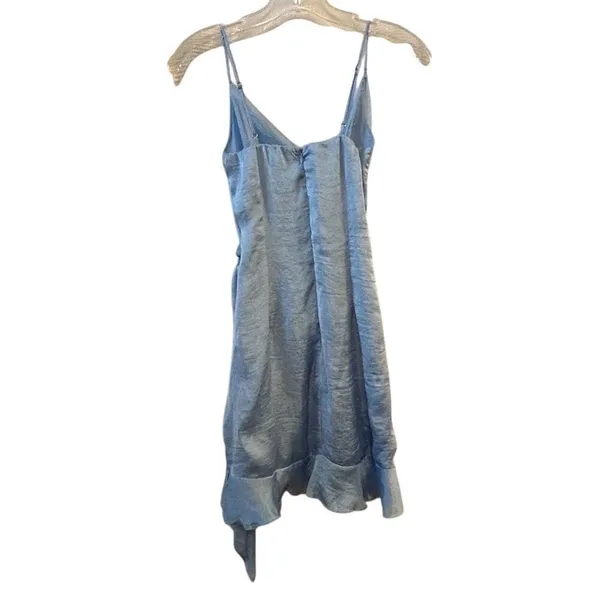 Lucy in the‎ Sky XS Blue Asymmetric Faux Wrap Short Dress Sleeveless - Image 8